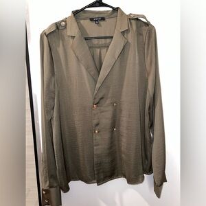 Army Green Blazer with Gold Buttons